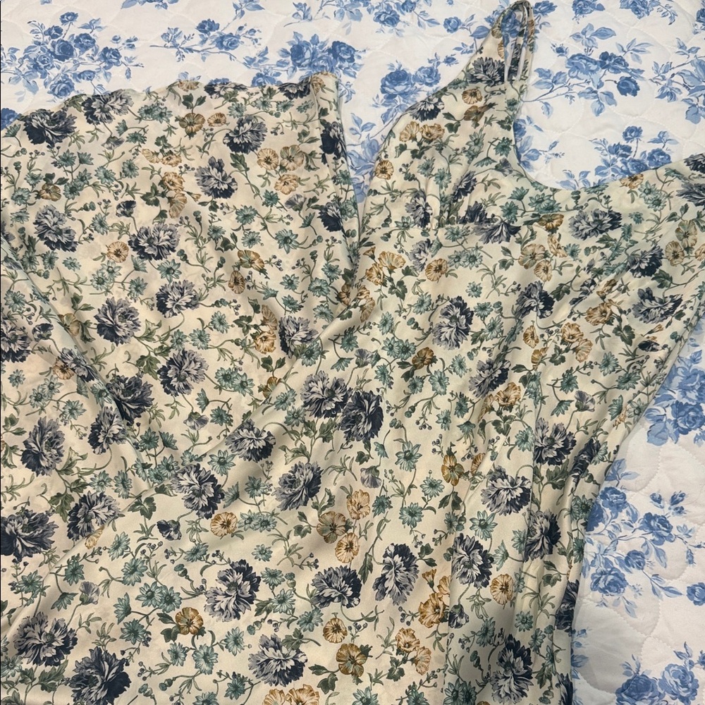 Zara Floral Maxi Dress - Cream and Green